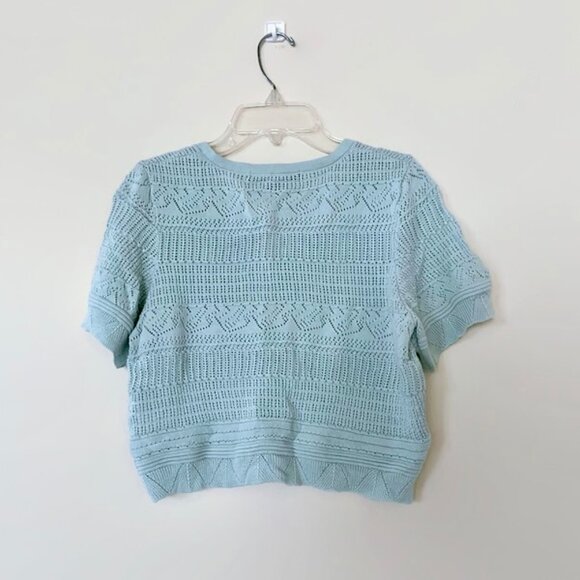 Lace knit short sleeve blouse, Crop top - Picture 2 of 9